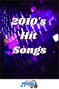Text reading "2010's Hit Party Songs" over a purple disco ball background, with the "Your Music Depot" logo at the bottom.