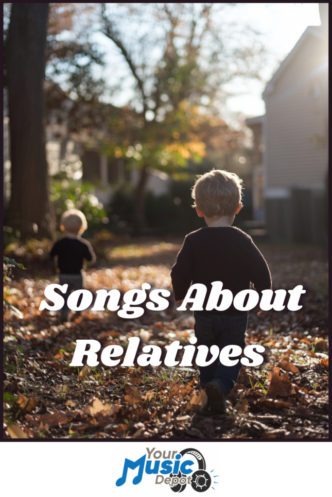 Two children wander down a leaf-covered path, their steps in perfect harmony with the rhythm of "Songs About Relatives" echoing softly through the trees.