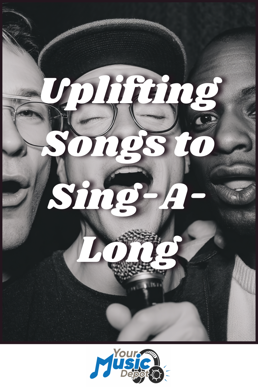 101+ Popular Happy Songs That Will Put You in a Good Mood 2025 Three people singing closely together, appearing enthusiastic, with the text "Happy Songs to Sing-A-Long" overlaid.
